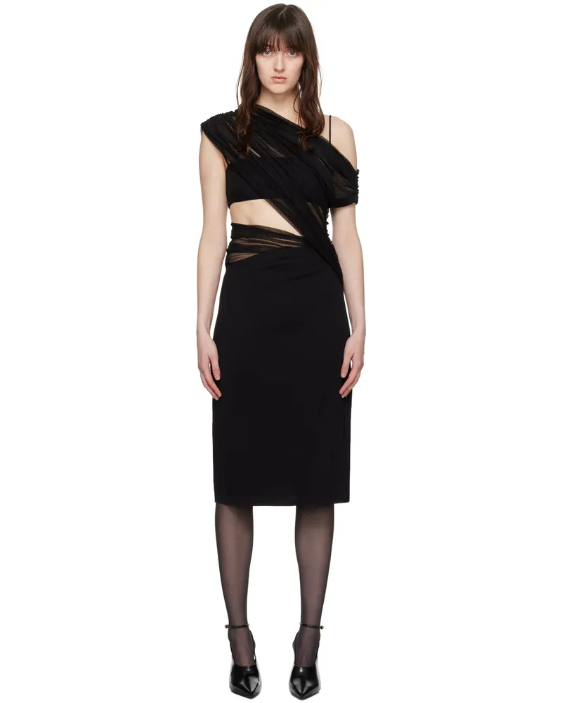 Christopher Esber Black Magnetica Asymmetric Midi Dress Black