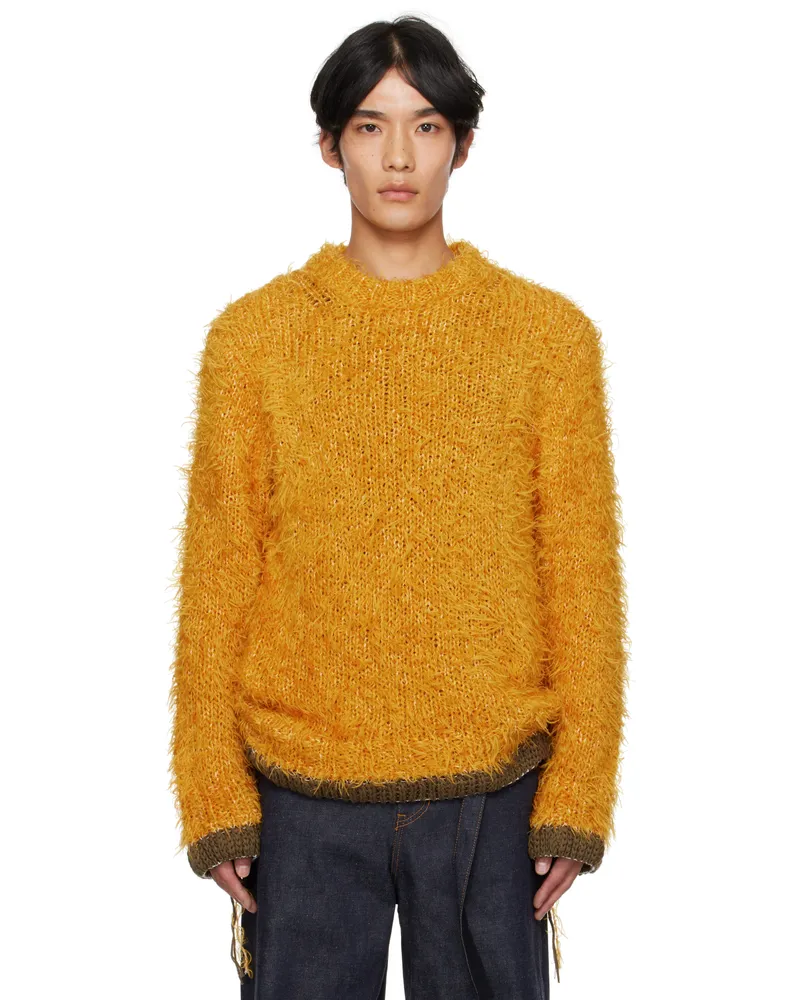 Sacai Yellow Furry Knit Sweater 676