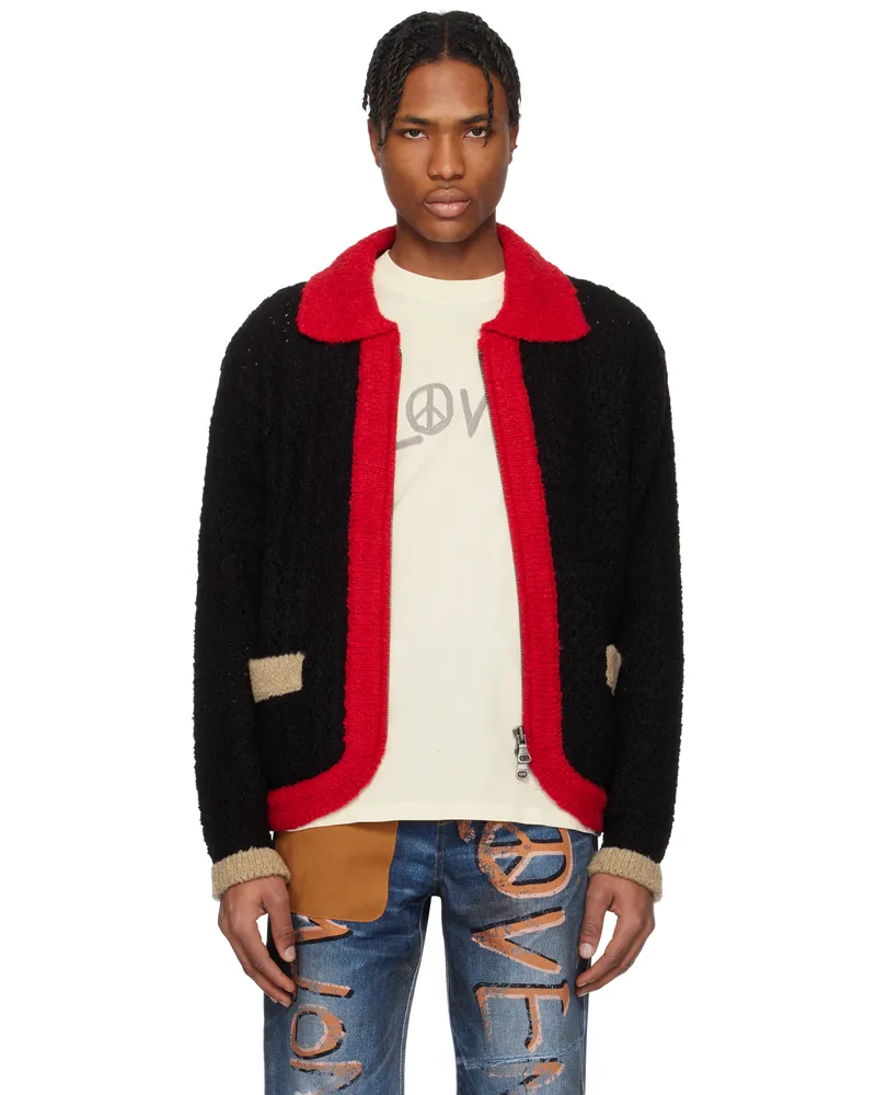 Andersson Bell SSENSE Exclusive Red & Black Elass Color Block Cardigan Black