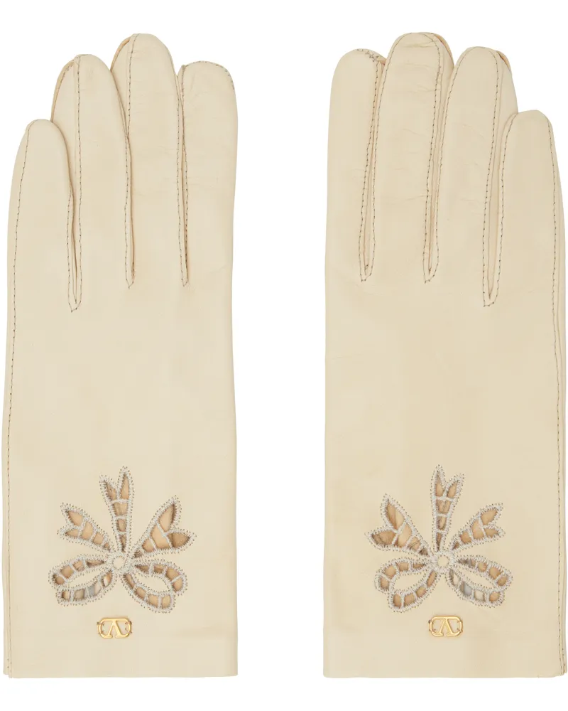 Valentino Garavani Beige VLogo Signature Nappa Gloves 9lv