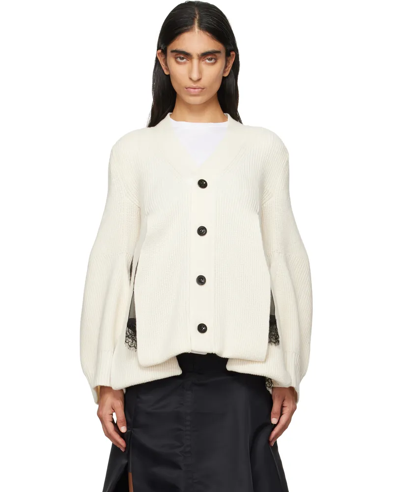 Sacai Off-White Wool Knit Cardigan 151