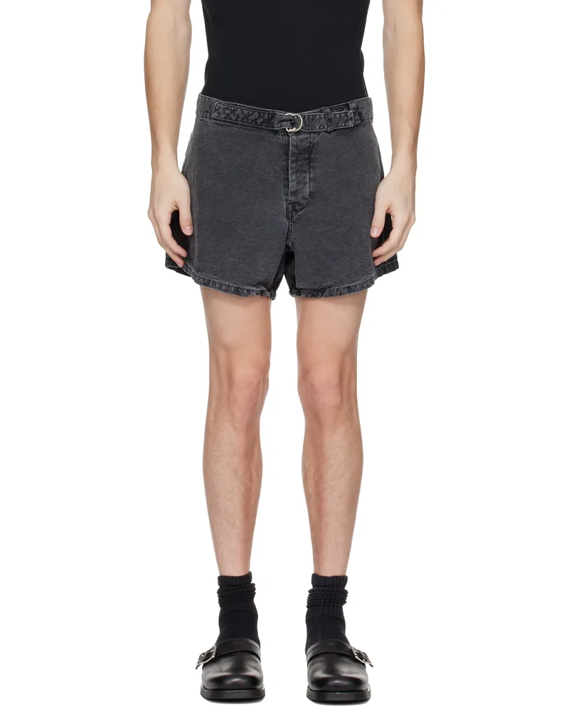 Our Legacy Gray Oyster Trunk Denim Shorts Black