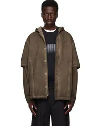 Han Kjøbenhavn Brown Washed Layered Denim Hoodie Brown