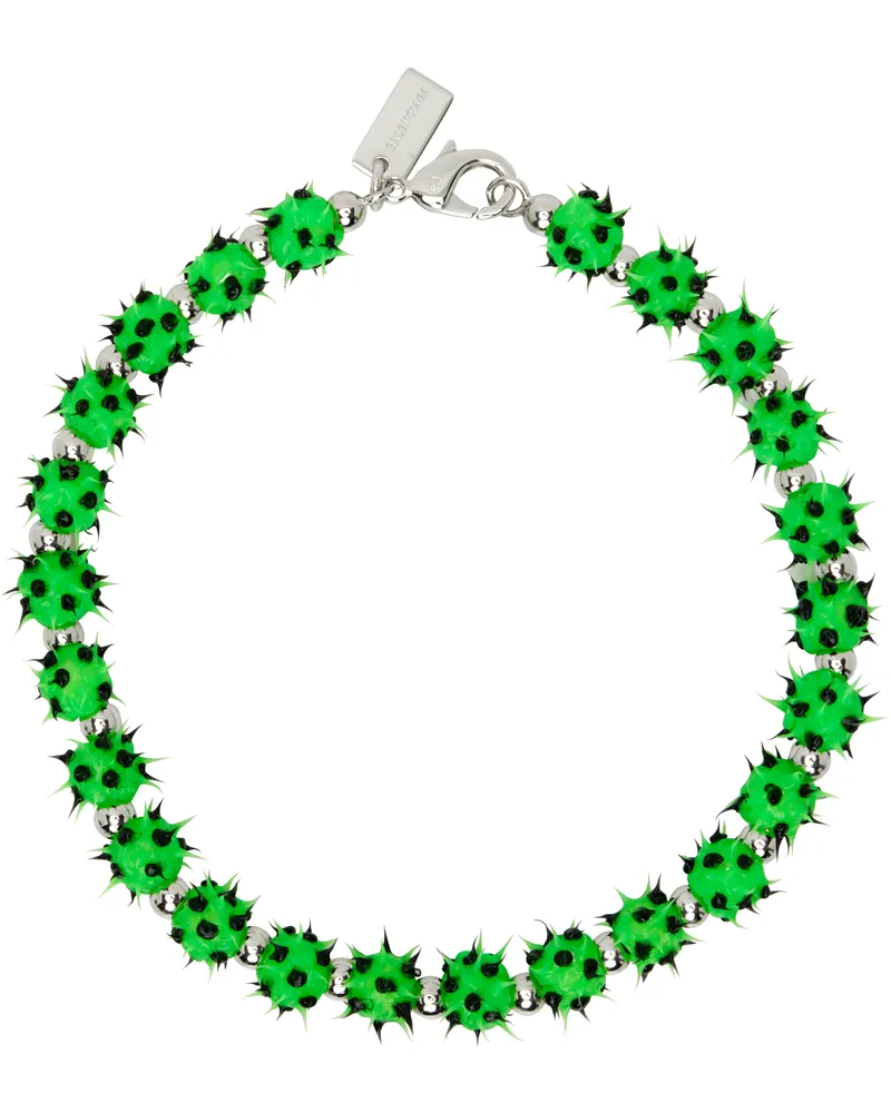 Balenciaga Green & Silver Malibu Silicone Choker Green