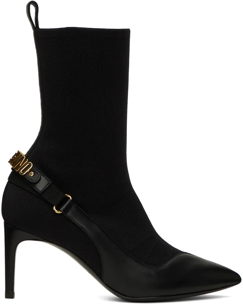 Moschino Black Logo Ankle Boots Fantasy