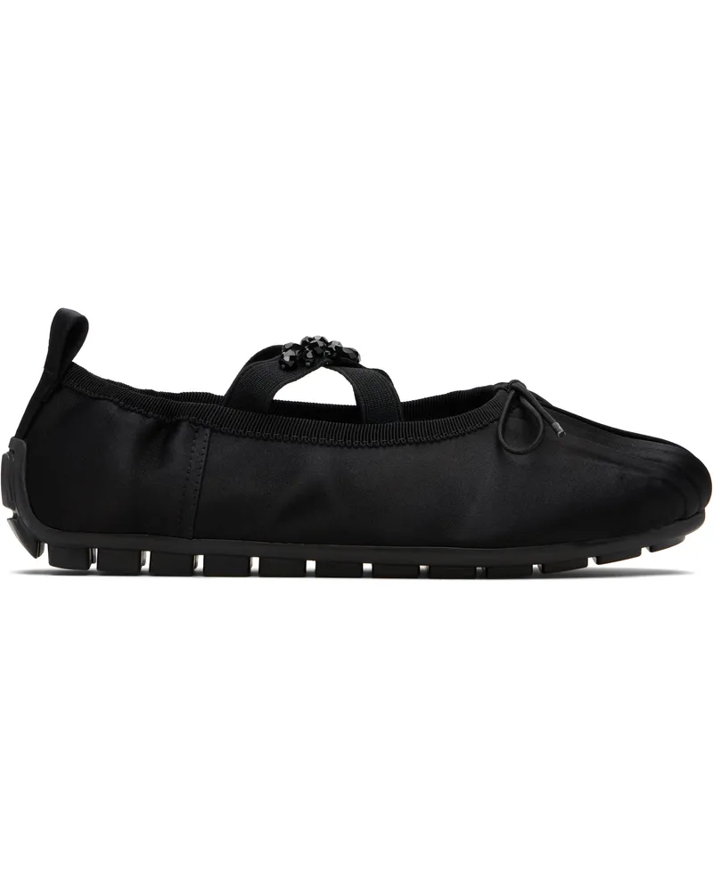 Simone Rocha Black Embellished Grip Ballerina Flats Black