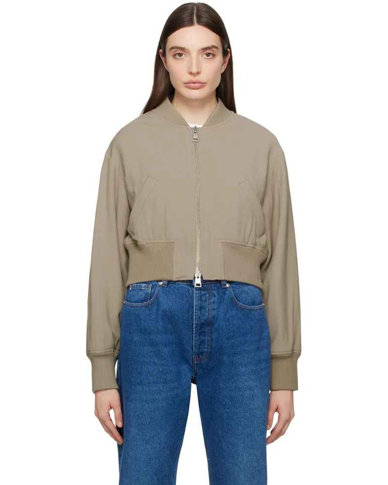 AMI Paris Taupe Zip Bomber Jacket Light