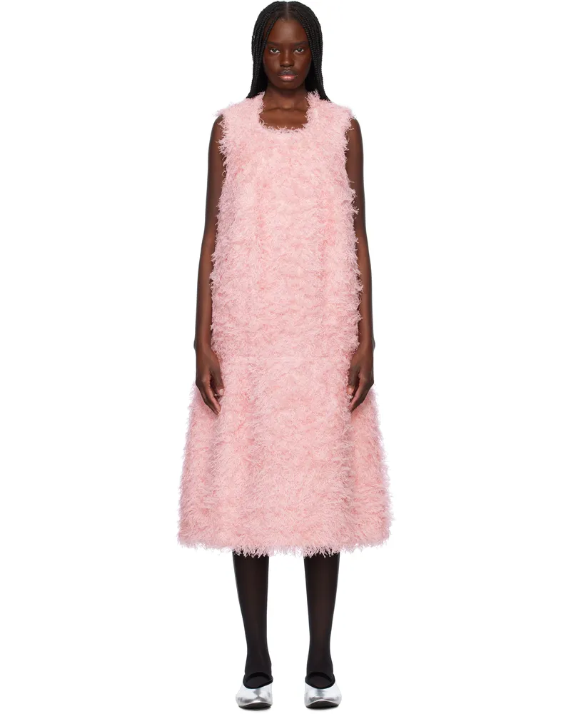 Comme des Garçons Pink Sleeveless Faux-Fur Midi Dress Pink