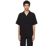 Black Open Spread Collar Shirt