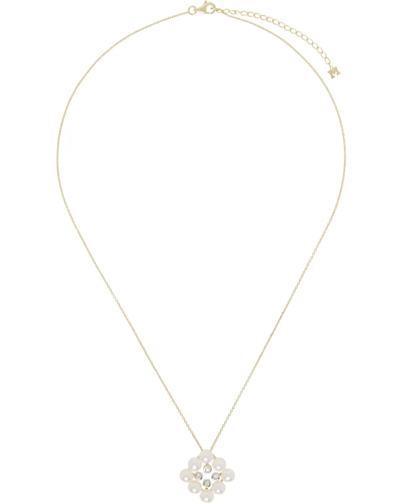 MATEO Gold Pearls & Diamond Cluster Necklace 14kt