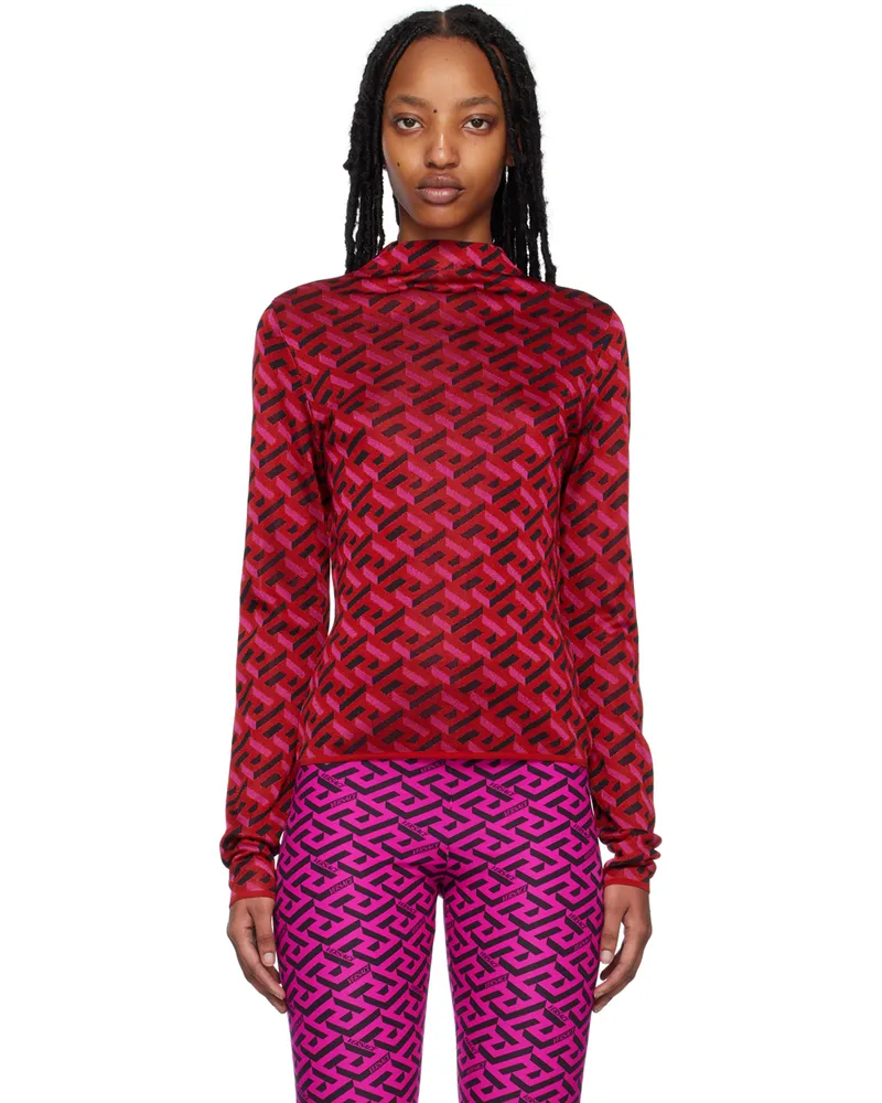 Versace Red 'La Greca' Sweater 5r360