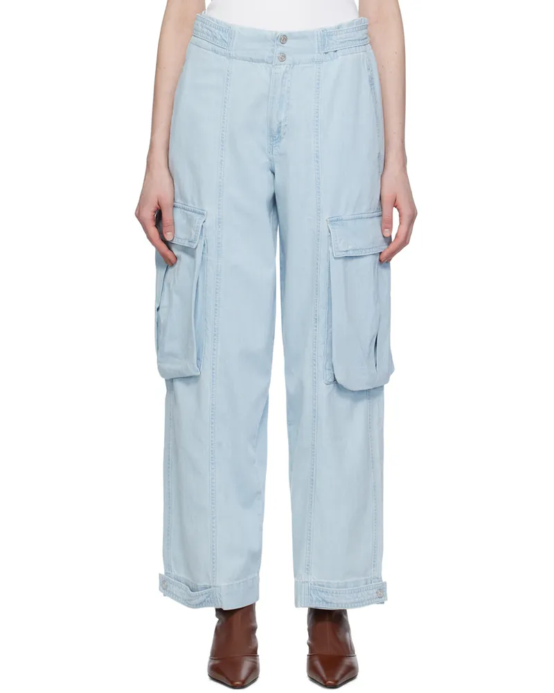 Frame Denim Blue Wide-Leg Cargo Jeans Thrill