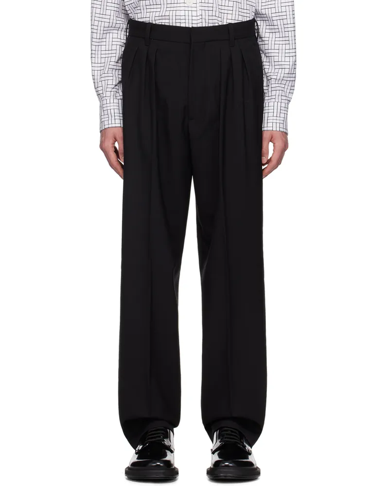 Kenzo Black Kenzo Paris Pleated Tailored Trousers Black