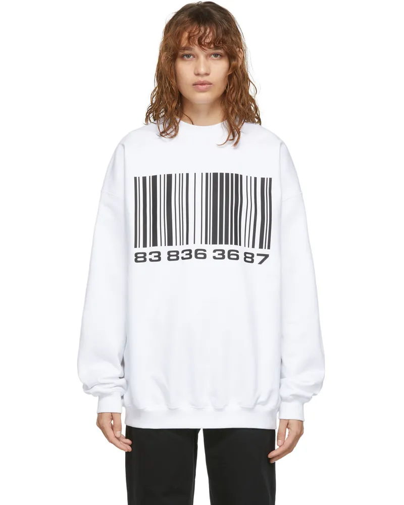 VTMNTS White Big Barcode Sweatshirt White