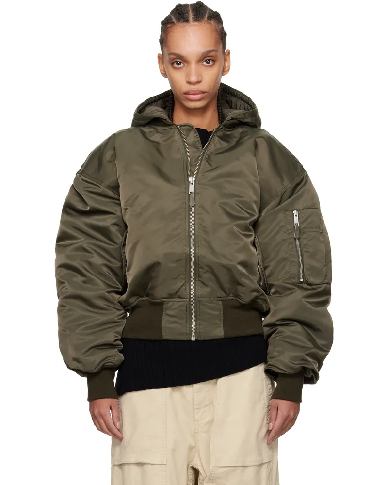 Entire Studios Khaki Broad Bomber Jacket Jade