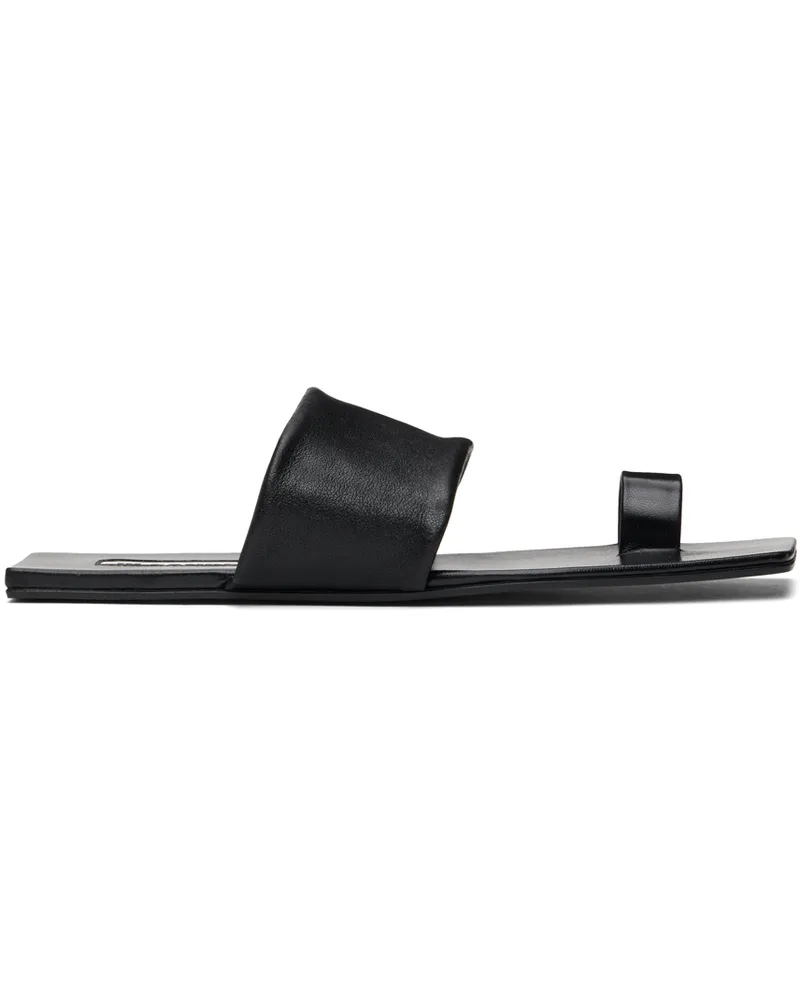 Jil Sander Black Square Toe Flat Sandals 001
