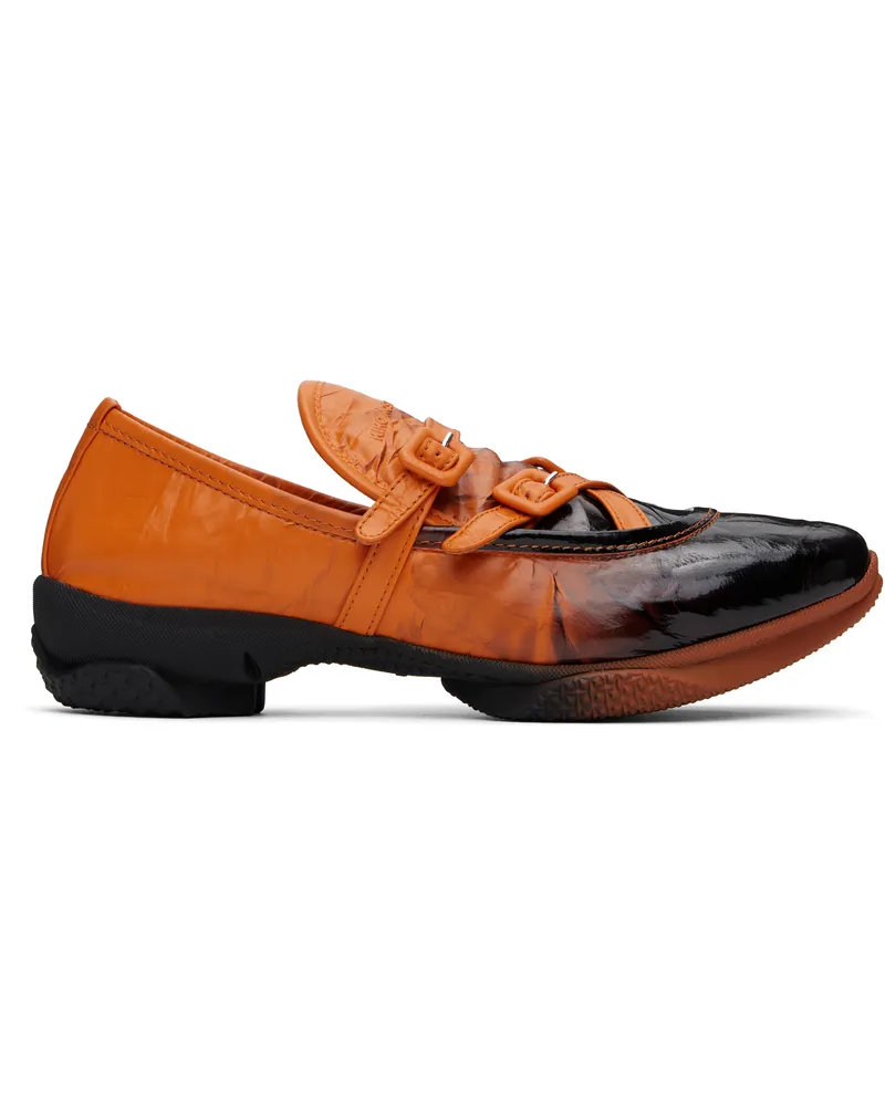 KIKO KOSTADINOV Orange & Black Sonia Buckled Loafers Tangerine