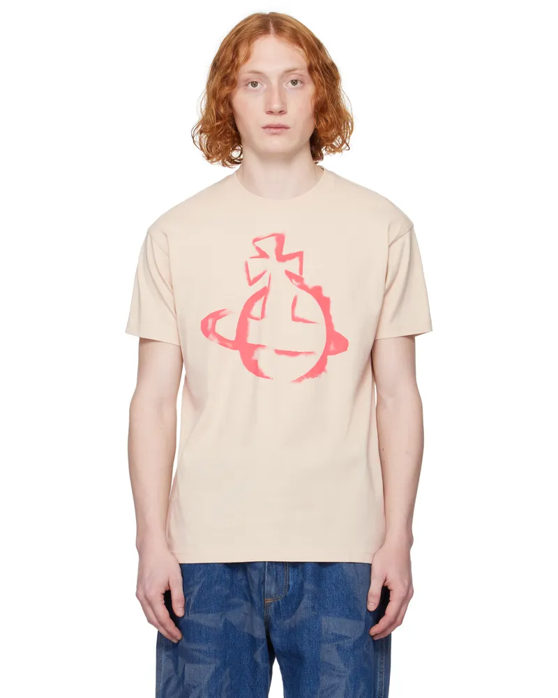 Vivienne Westwood Beige Stencil Orb Classic T-shirt Ss25-c403