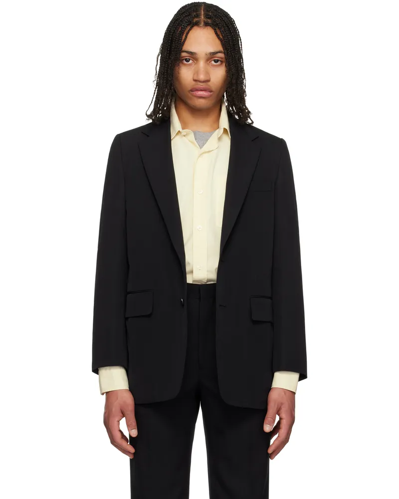 AURALEE Black Light Wool Max Gabardine Blazer Top