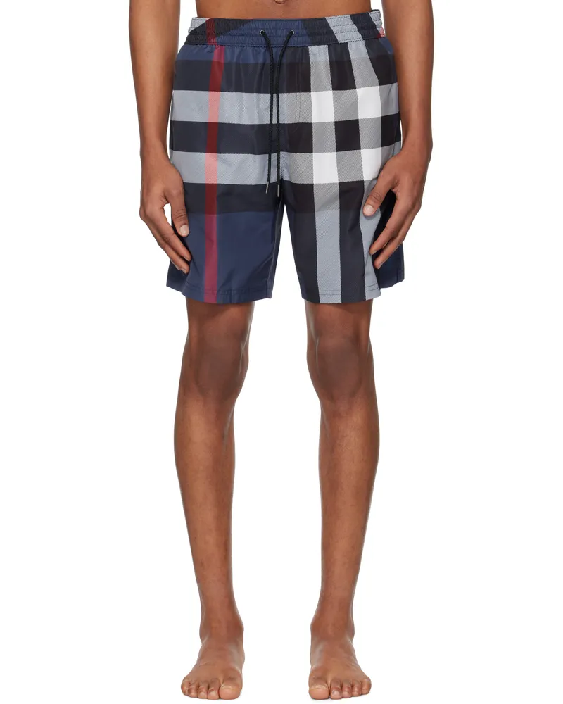 Burberry Blue Check Swim Shorts Carbon