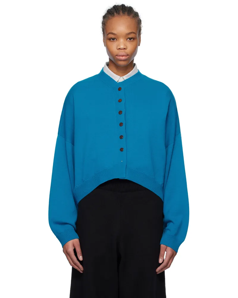 CORDERA Blue Merino Wool Cardigan Ceruleo
