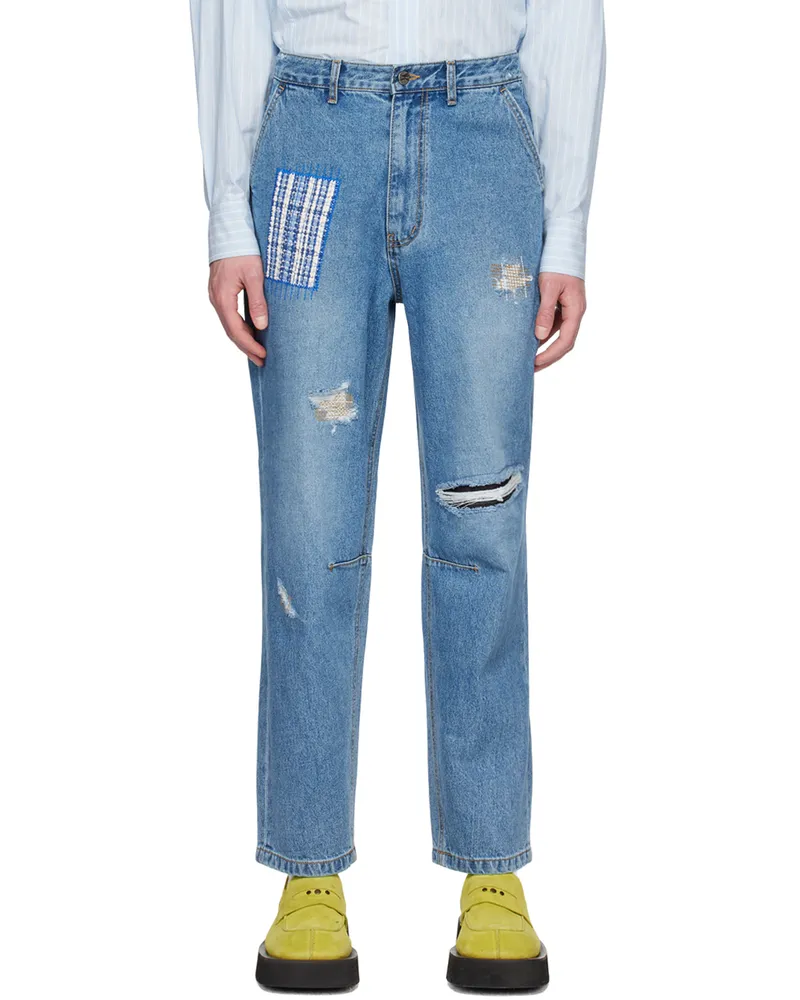 Adererror Blue Patch Jeans Blue