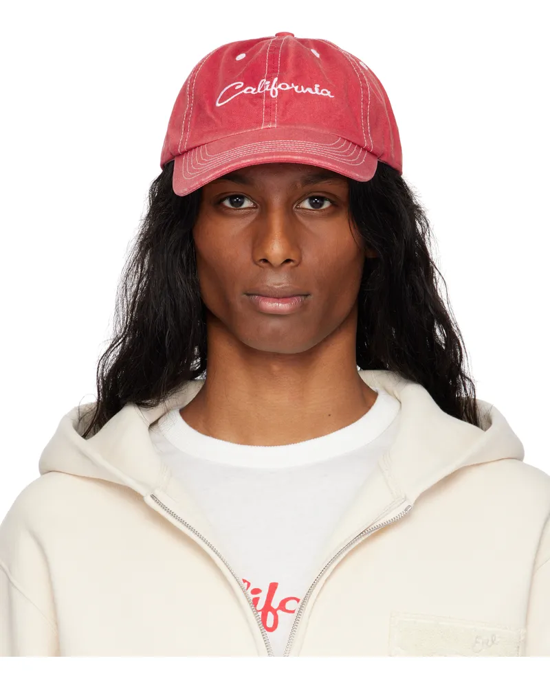 ERL Red 'California' Embroidered Cap Red
