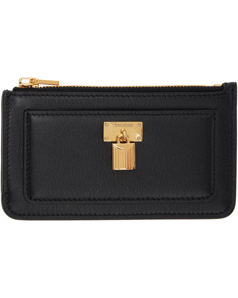 Tom Ford Black Grain Leather Padlock Zipped Card Holder 1n001