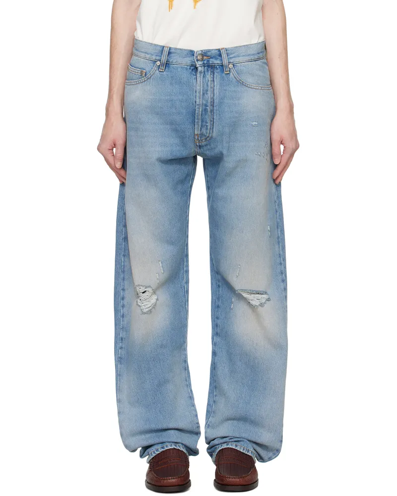 Palm Angels Blue Monogram Series Loose Fit Jeans Light