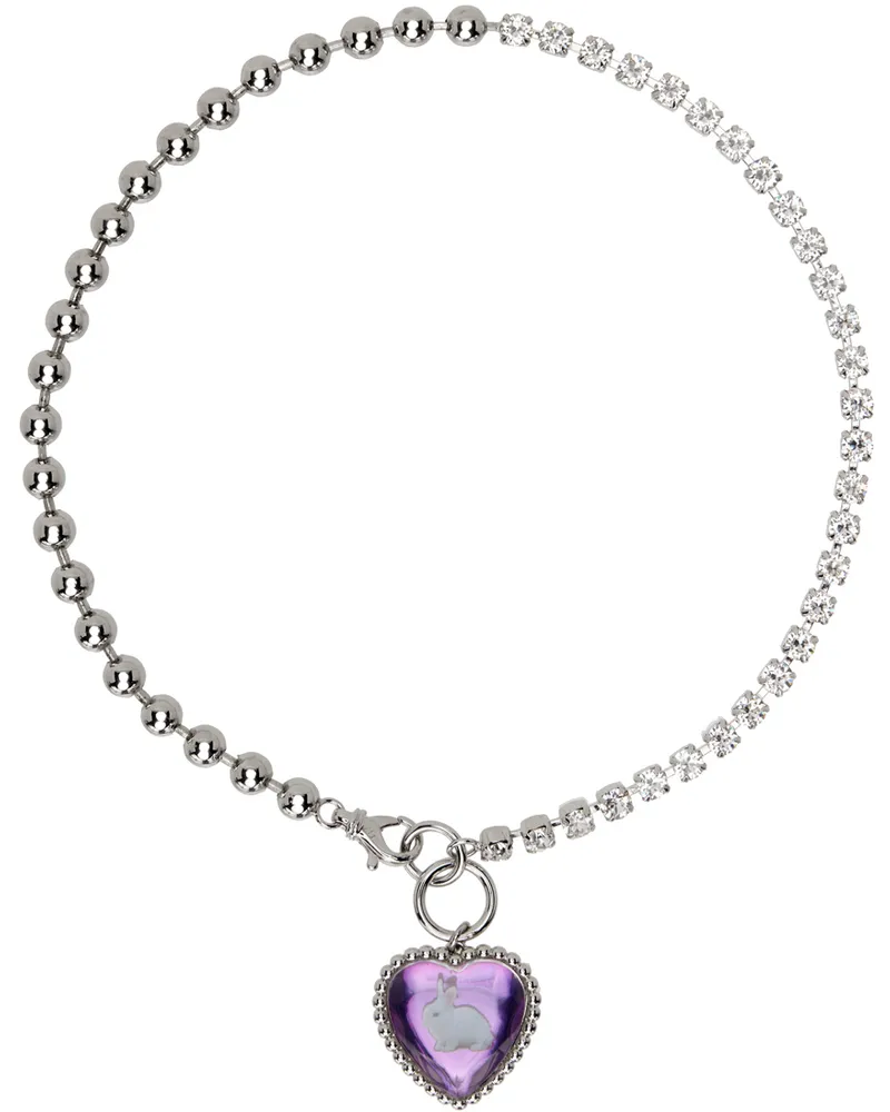SafSafu SSENSE Exclusive Silver & Purple Bunny Bff Necklace Blue