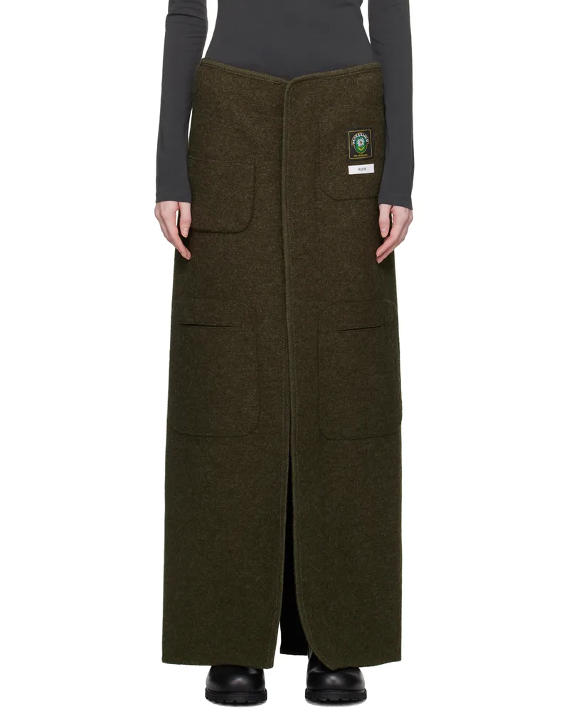 Rier Khaki Utility Maxi Skirt Moss
