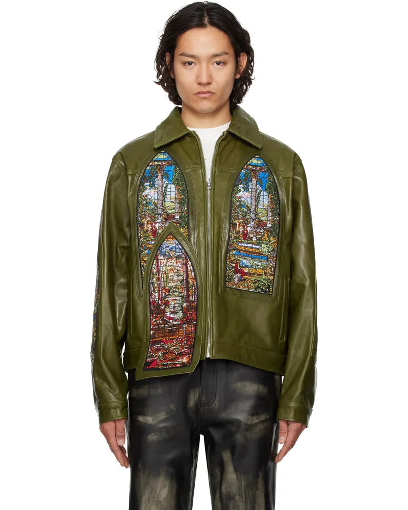 WHO DECIDES WAR Khaki Eden Leather Jacket Olive