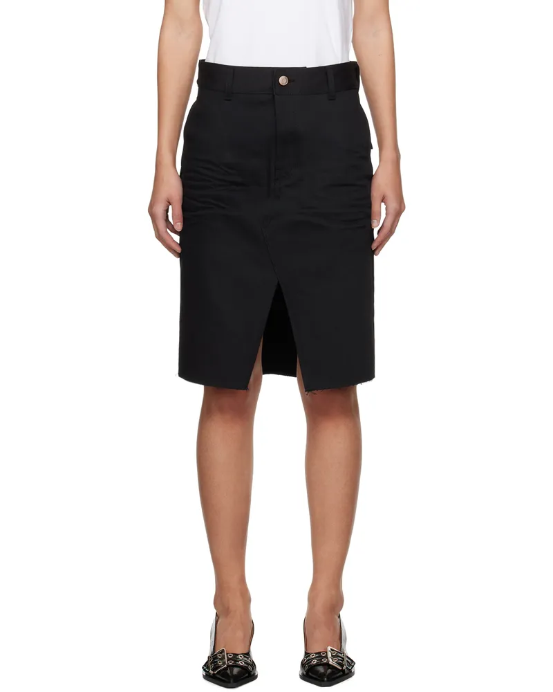 WE 11 DONE Black Raw Edge Midi Skirt Black
