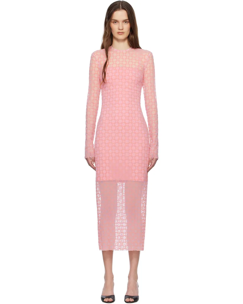 Givenchy Pink Monogram 72 Tulle Midi Dress 639-skin