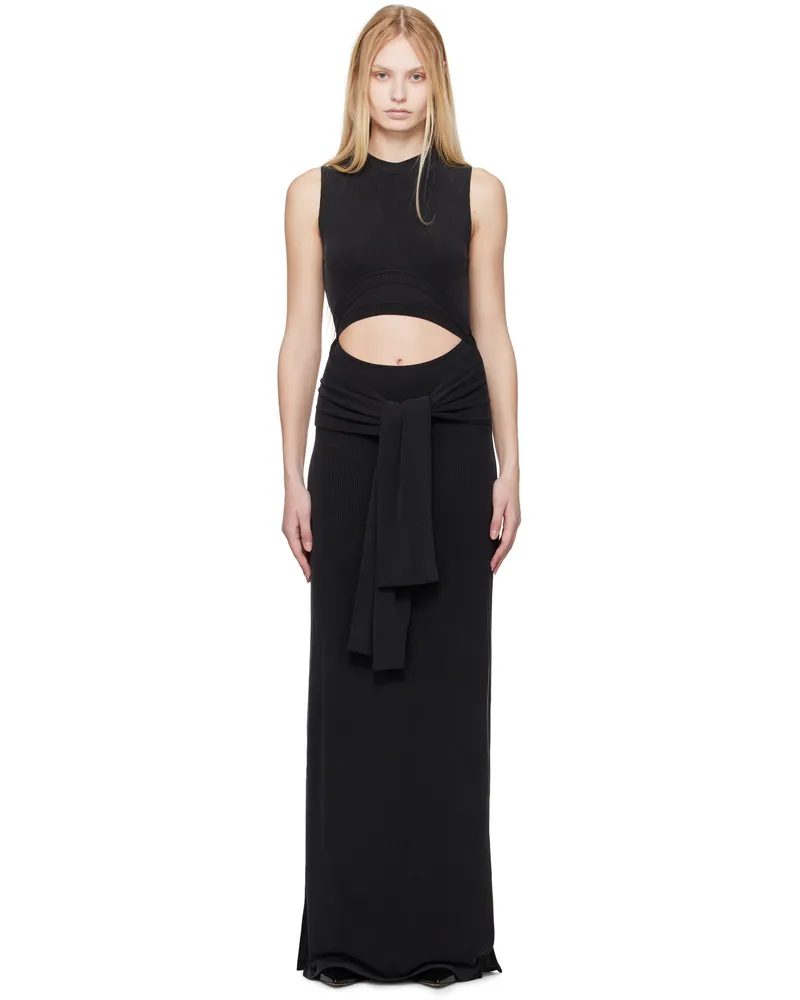 Balmain Black Knotted Cut Out Maxi Dress 0pa