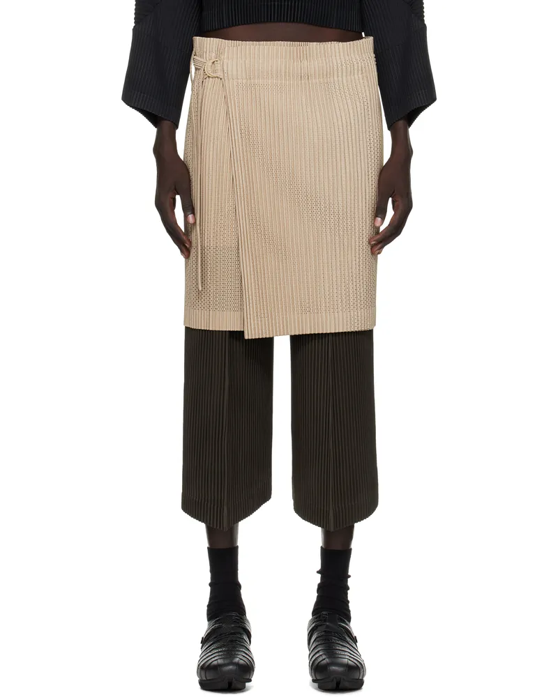 Issey Miyake Beige Light Mesh Miniskirt 40-beige
