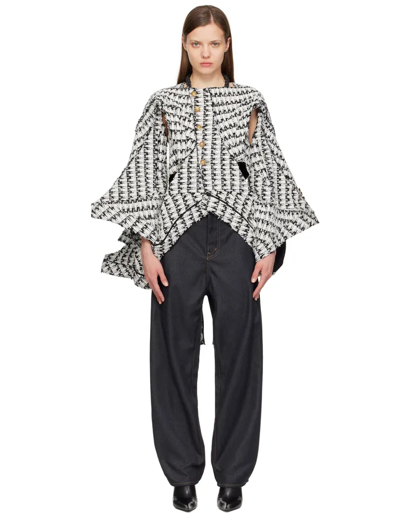 Junya Watanabe White & Black Asymmetric Jacket 1