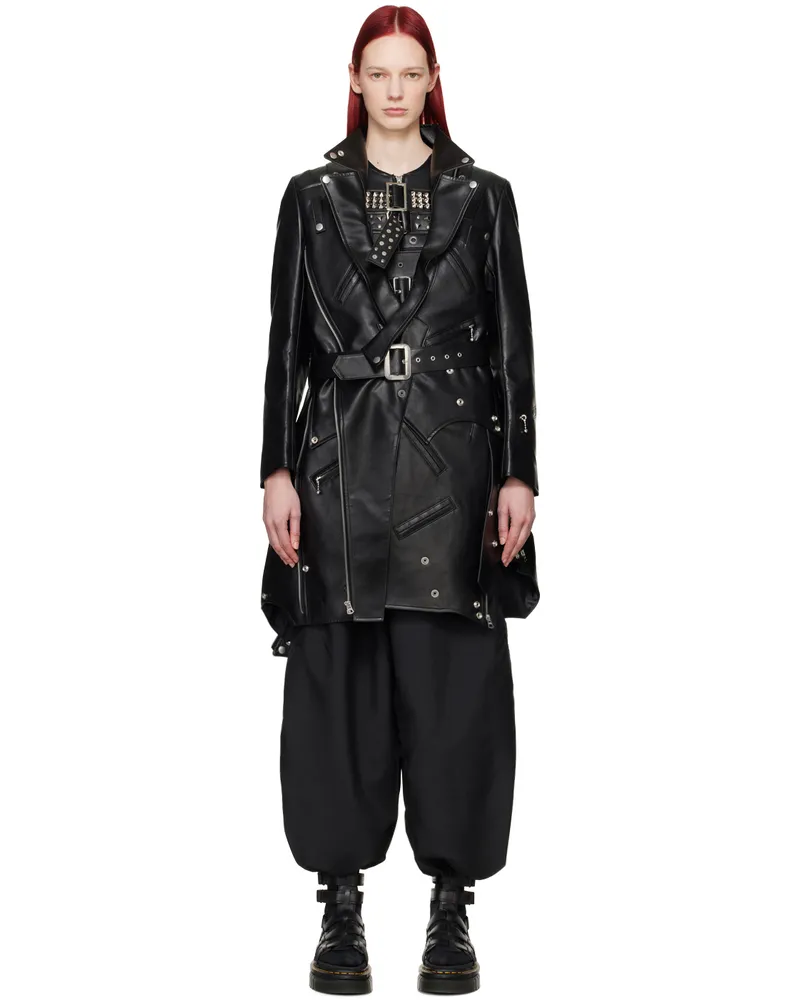 Junya Watanabe Black Zip Faux-Leather Jacket 1