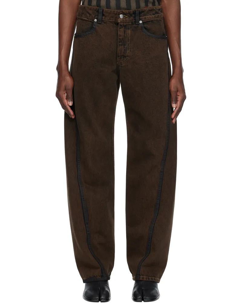 Eckhaus Latta Brown Bend Jeans Outline