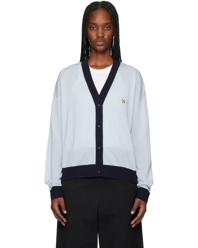 Kitsuné Blue Baby Fox Patch Bi-Color Comfort Cardigan 0142