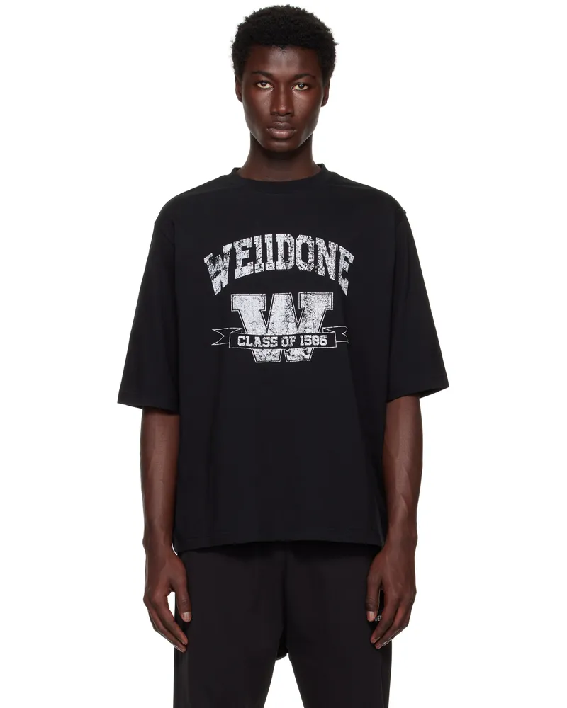 WE 11 DONE Black Printed University T-shirt Black