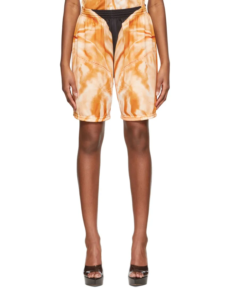Sia Arnika Orange Polyester Shorts Golden