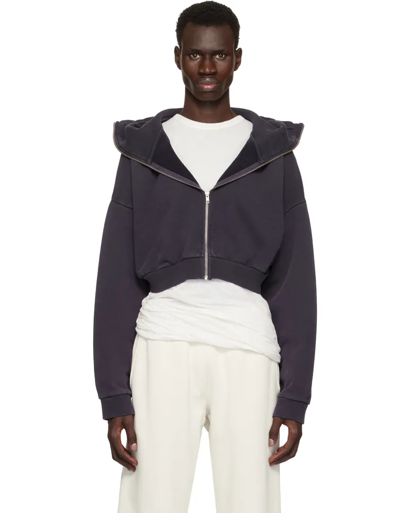 Entire Studios Purple Cropped Full Zip Hoodie Ink