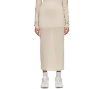 Off-White & Gray Paneled Midi Skirt