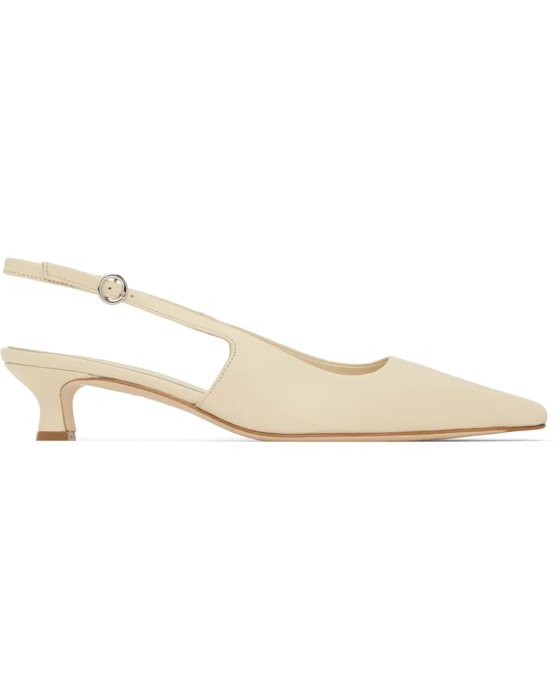 aeyde Off-White Catrina Leather Slingback Heels Creamy