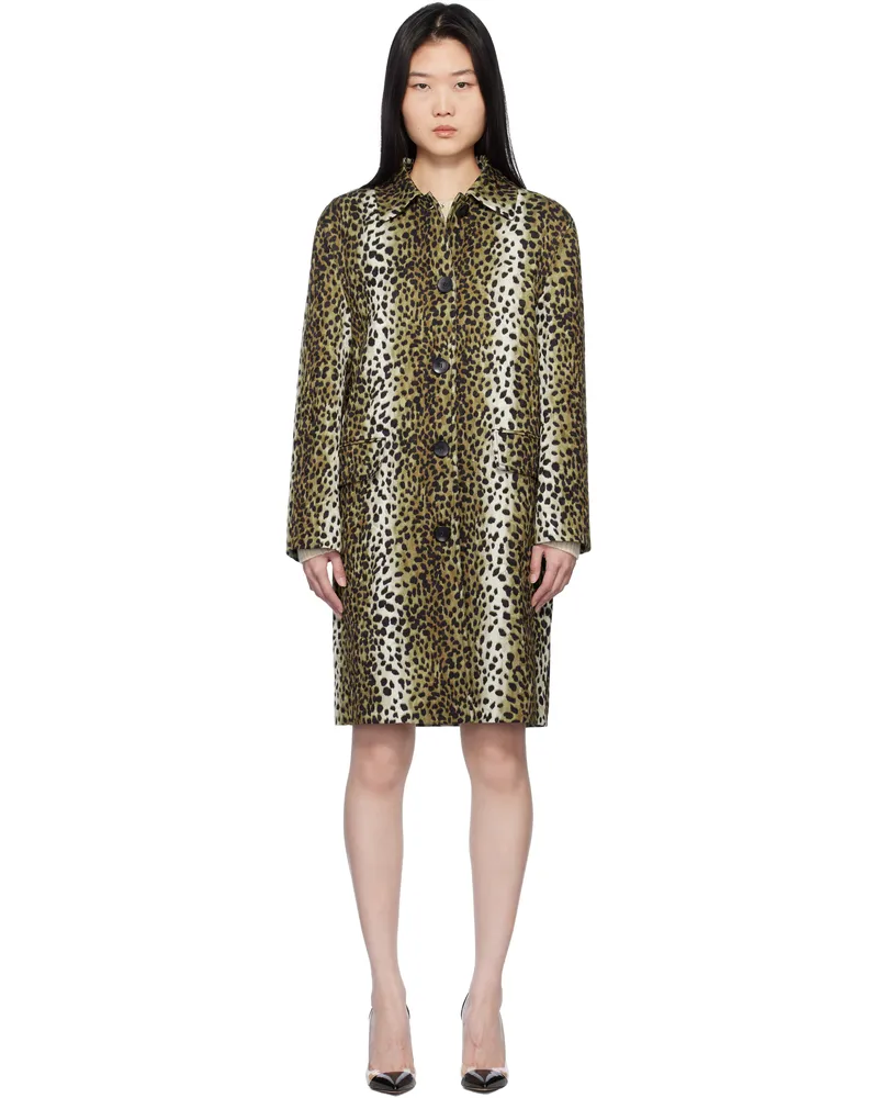 Blumarine Tan Printed Jacquard Coat M9905