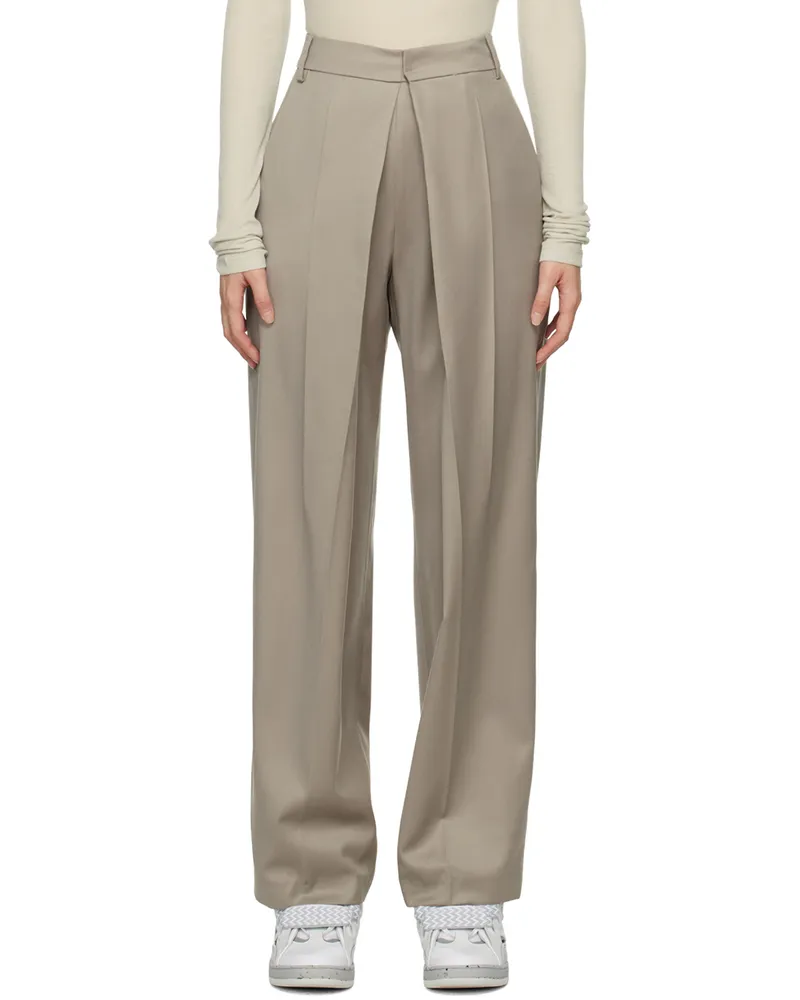 LOW CLASSIC Taupe Pleated Trousers Beige