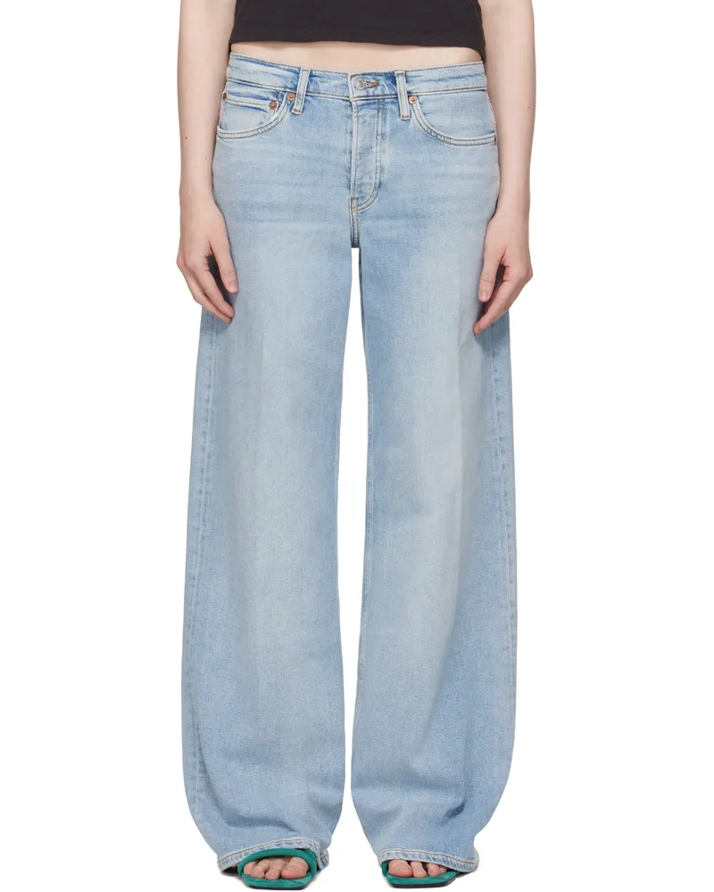 RE/DONE Blue Comfort Mid Rise Wide Leg Jeans Mid