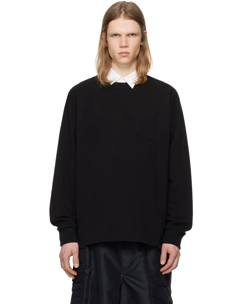 Sacai Black Cotton Jersey L/S T-shirt 001