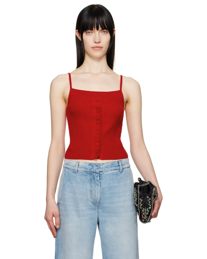 Dries van Noten Red Straight Neck Wool Tank Top 352
